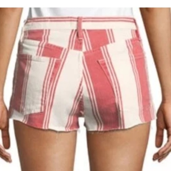 Frame Denim Le Cutoff LE FIERY STRIPE SHORTS IN RED Size 29 - Picture 3 of 11